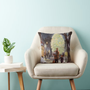 Cojín Decorativo Navidad Vintage, Padre de compras con los niños
