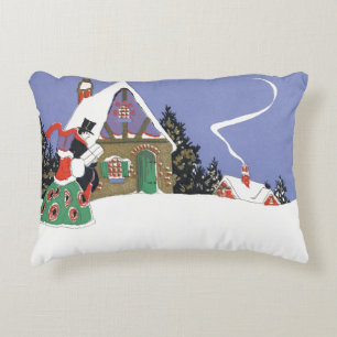 Cojín Decorativo Navidad Vintage, Pareja Victoriana que va a una Fi