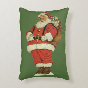 Cojín Decorativo Navidad vintage, Santa Claus victoriano con juguet