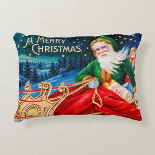 Cojín Decorativo Navidad vintage Santa Trineo Noche estrellada