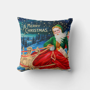 Cojín Decorativo Navidad vintage Santa Trineo Noche estrellada