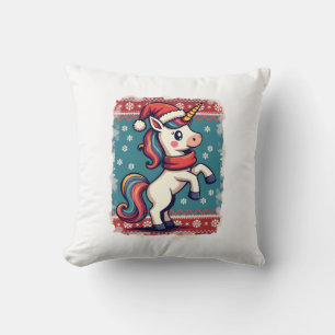 Cojín Decorativo Navidad Vintage Unicornio Dabbing Arcoíris Fiesta