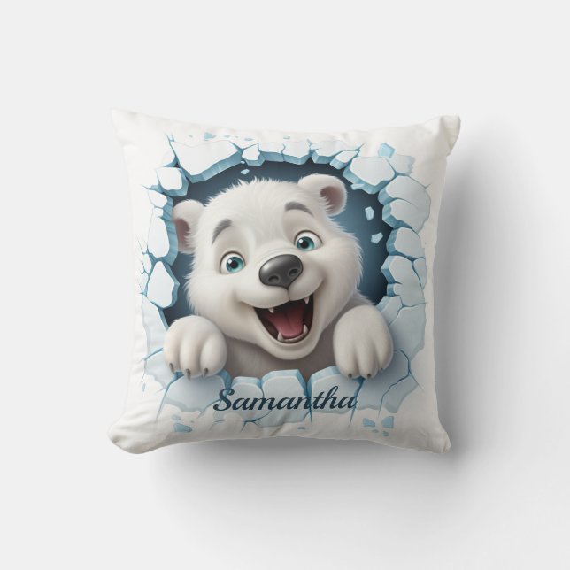 Cojín Decorativo Navidades 3D de Cute Polar Bear (Anverso)