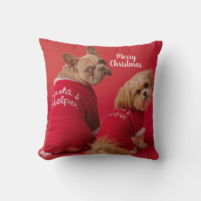 Cojín Decorativo Navidades Aburren El Bulldog Francés Y El Shih Tzu (Anverso)