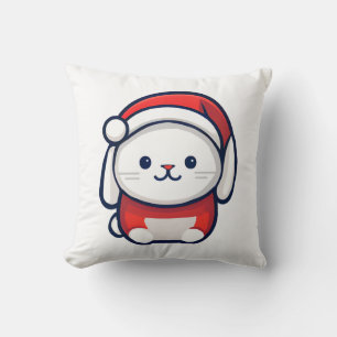 Cojín Decorativo Navidades acarician conejo en Santa hat