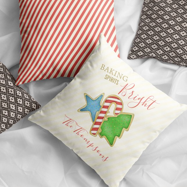 Cojín Decorativo Navidades acribillan los emocionantes recortes de  (Christmas cute whimsical cookie cutouts customized throw pillow. )