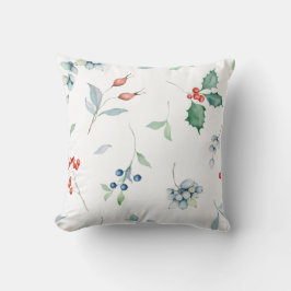Cojín Decorativo Navidades acuarela Fiesta floral tradicional