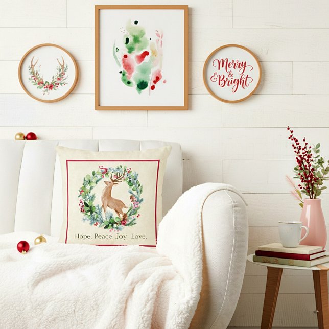 Cojín Decorativo Navidades acuarelas con personalizado de ciervos (Subido por el creador)