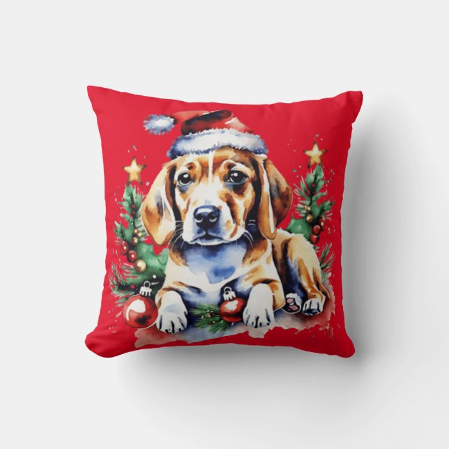 Cojín Decorativo Navidades adorables cachorros (Anverso)