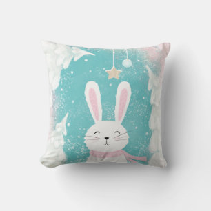 Cojín Decorativo Navidades adoran conejito rosa y menta