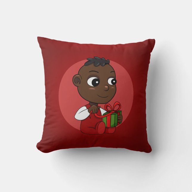 Cojín Decorativo Navidades afroamericanos de cariño personalizado (Anverso)