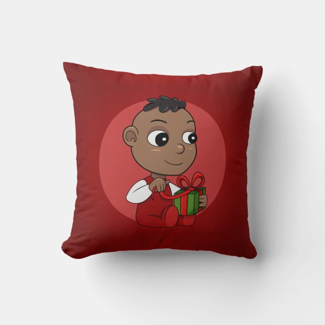Cojín Decorativo Navidades afroamericanos de cariño personalizado (Anverso)