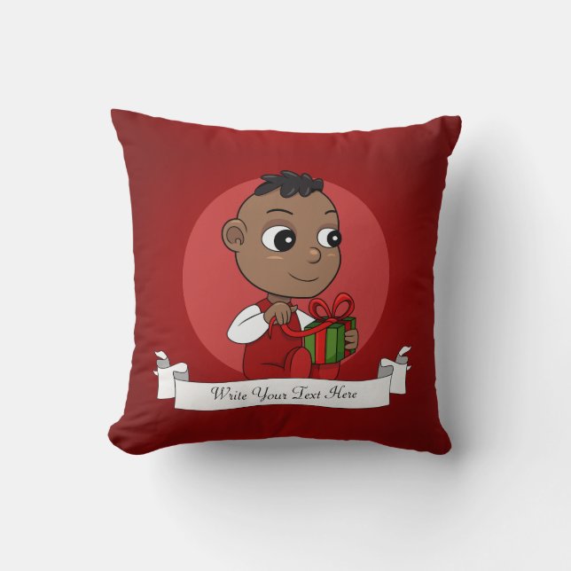 Cojín Decorativo Navidades afroamericanos de cariño personalizado (Anverso)