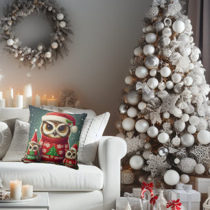 Cojín Decorativo Navidades amables búhos divertidos