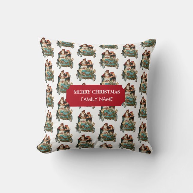 Cojín Decorativo Navidades antiguos de la época Santa Claus Nombre  (Anverso)