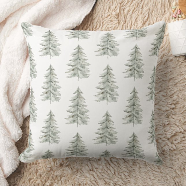Cojín Decorativo Navidades Árboles verdes blancos (Manta)
