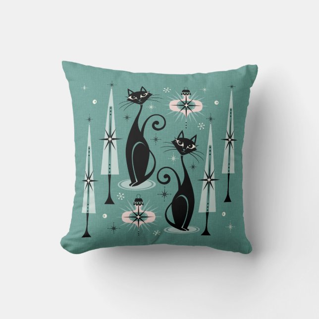 Cojín Decorativo Navidades Atómicos de Medid Century ©studioxtine (Anverso)