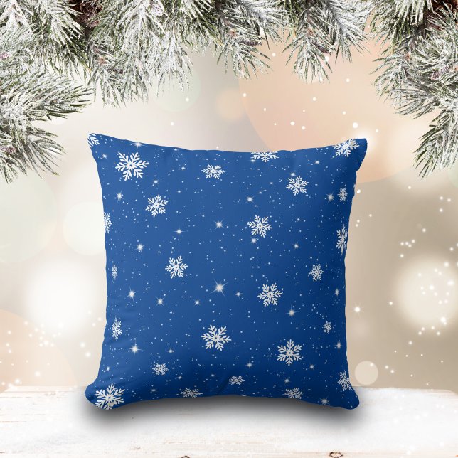 Cojín Decorativo Navidades Azules Cuidados Patrón de Copos de Nieve (Subido por el creador)