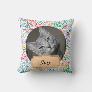 Cojín Decorativo Navidades azules y blancos Personalizado gato foto