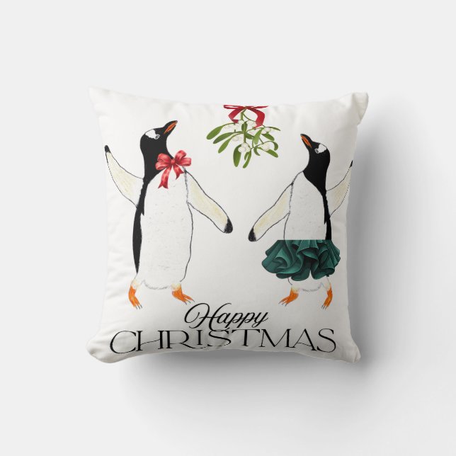 Cojín Decorativo Navidades bailarines de pingüinos (Anverso)