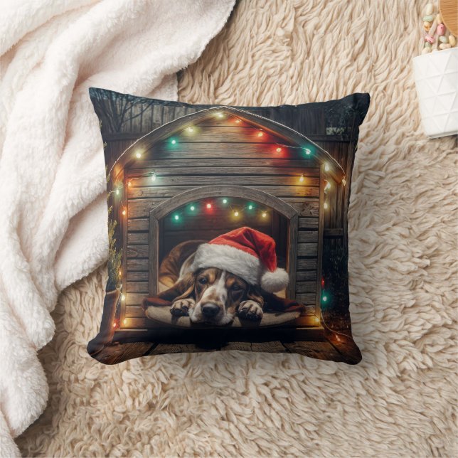 Cojín Decorativo Navidades Basset Hound En Doghouse (Manta)