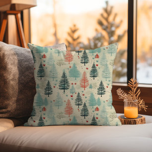 Cojín Decorativo Navidades beige amarillo escandaloso pinos nórdico