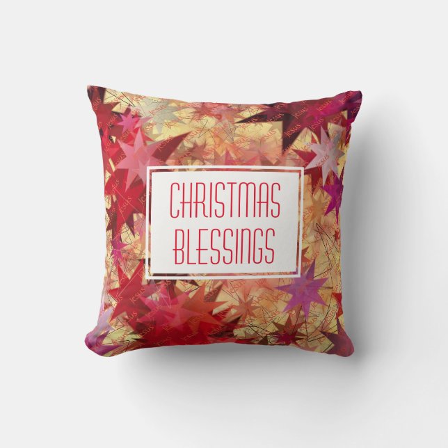 Cojín Decorativo NAVIDADES BENDICIONES Personalizable Estrellas Rús (Anverso)