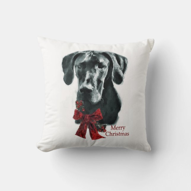 Cojín Decorativo Navidades Black Great Dane (Anverso)