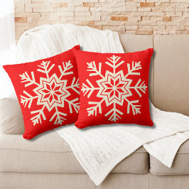 Cojín Decorativo Navidades blancos rojos con copo de nieve