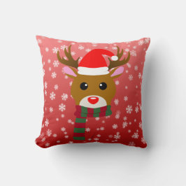 Cojín Decorativo Navidades blancos Rudolph, reno de la nariz roja