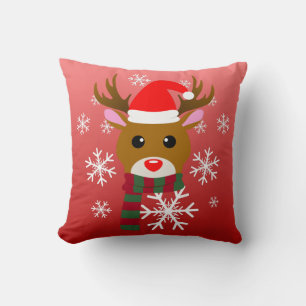Cojín Decorativo Navidades blancos Rudolph, reno de la nariz roja