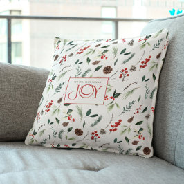 Cojín Decorativo Navidades botánicos de la joya moderna Red Berry