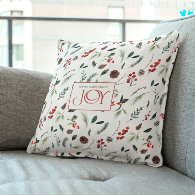 Cojín Decorativo Navidades botánicos de la joya moderna Red Berry (Celebrate the spirit of Christmas with a cozy new pillow!)