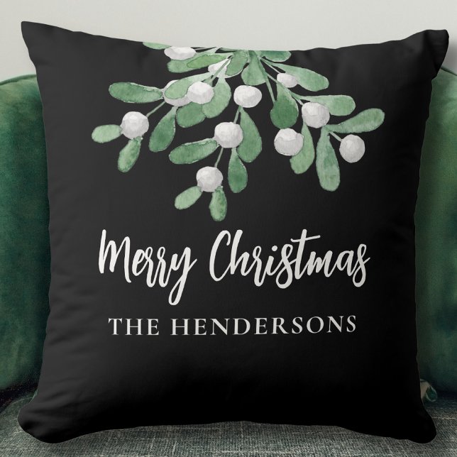 Cojín Decorativo Navidades botánicos personalizados negro (Subido por el creador)