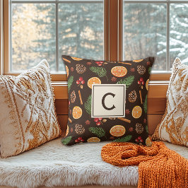 Cojín Decorativo Navidades botánicos rusos de monograma personaliza