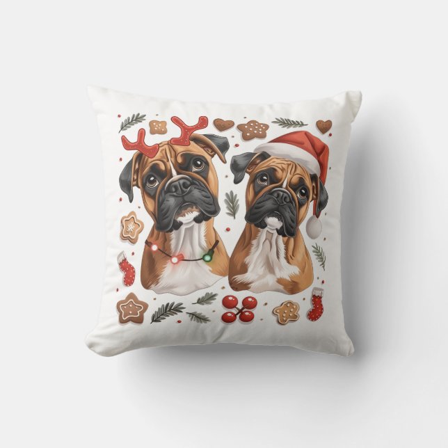 Cojín Decorativo Navidades Boxer Dogs (Anverso)