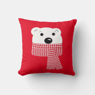 Cojín Decorativo Navidades, bozal de oso, oso polar, rojo, blanco,