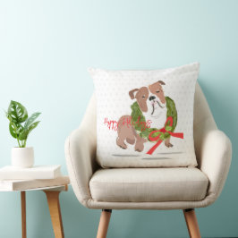 Cojín Decorativo Navidades Bulldog Felices Fiestas NOMBRE Holly Dog
