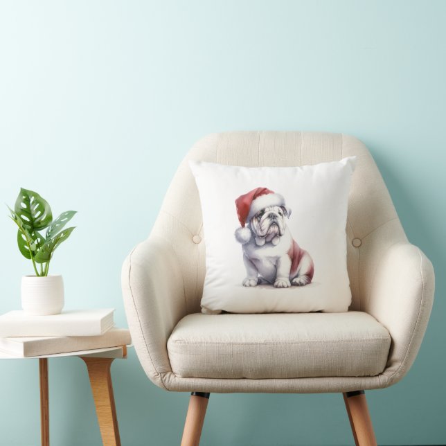 Cojín Decorativo Navidades Bulldog inglés Santa Hat (Silla)