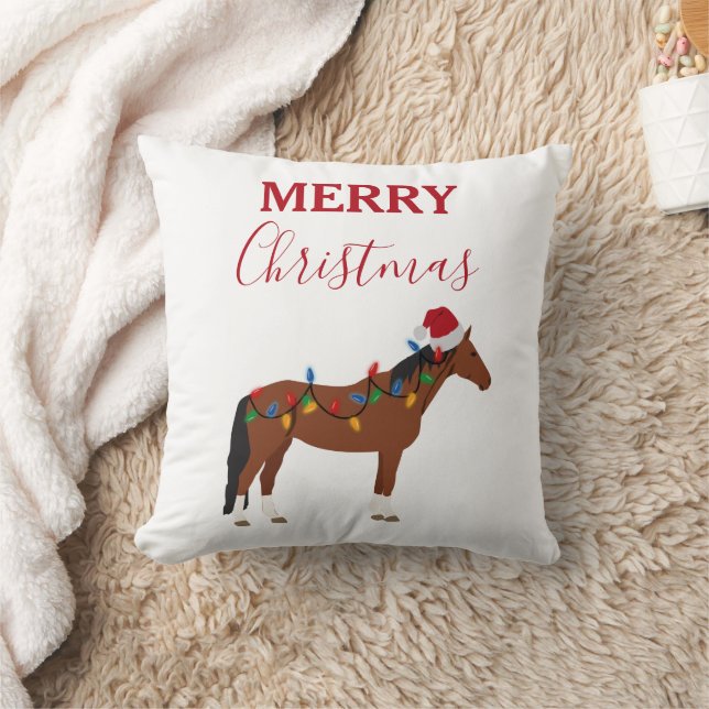 Cojín Decorativo Navidades Caballo Santa Hat Xmas Luces (Manta)