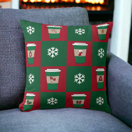 Cojín Decorativo Navidades cafés copos de nieve tema de vacaciones