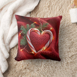 Cojín Decorativo Navidades Candy Cane Heart con Luces