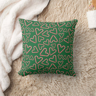 Cojín Decorativo Navidades Candy Cane Hearts Dark Green Home Gift