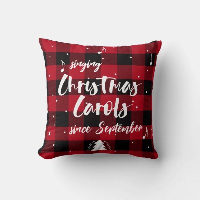 Cojín Decorativo Navidades cantantes Carols Red Buffalo Plaid (Anverso)
