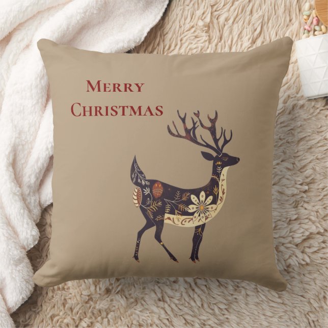 Cojín Decorativo Navidades caprichosos de ciervos marrones (Manta)