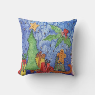 Cojín Decorativo Navidades caprichosos saludan la pintura acuarela