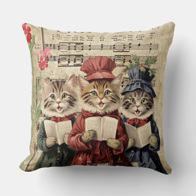 Cojín Decorativo Navidades cargando gatos (Anverso)