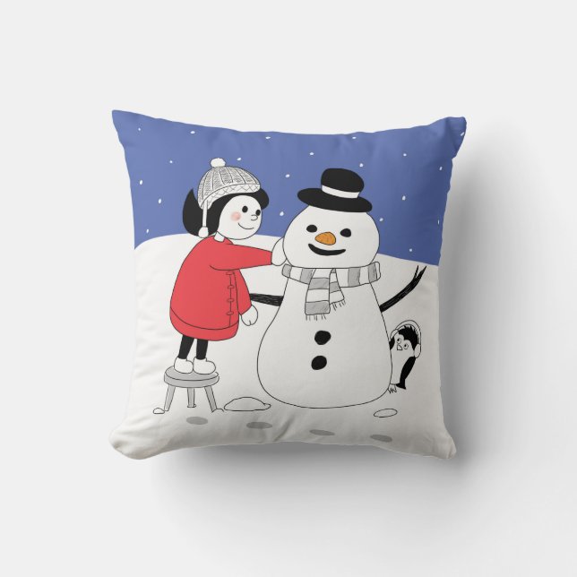 Cojín Decorativo Navidades Chica y Snowman Cushion (Anverso)
