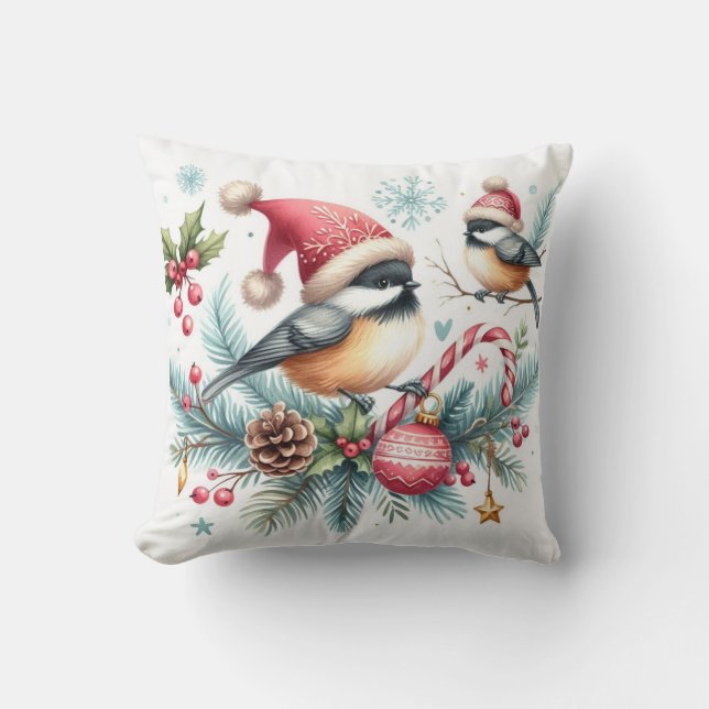 Cojín Decorativo Navidades Chickadee (Anverso)
