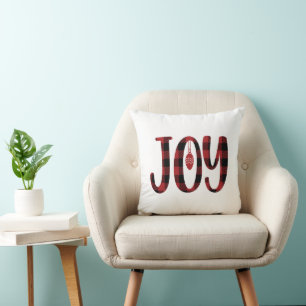 Cojín Decorativo Navidades citados por joy diseñado con papel rojo